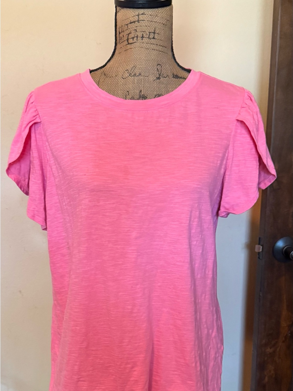 St. John's Bay Pink Flutter Sleeve Crewneck Tee